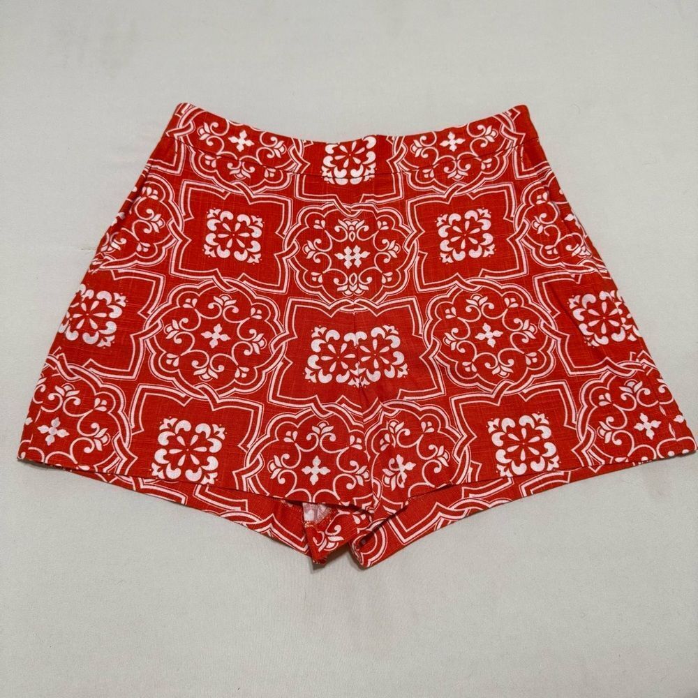 Ann Taylor 6 Petite High-Waist Orange Geometric Patterned Women’s Shorts